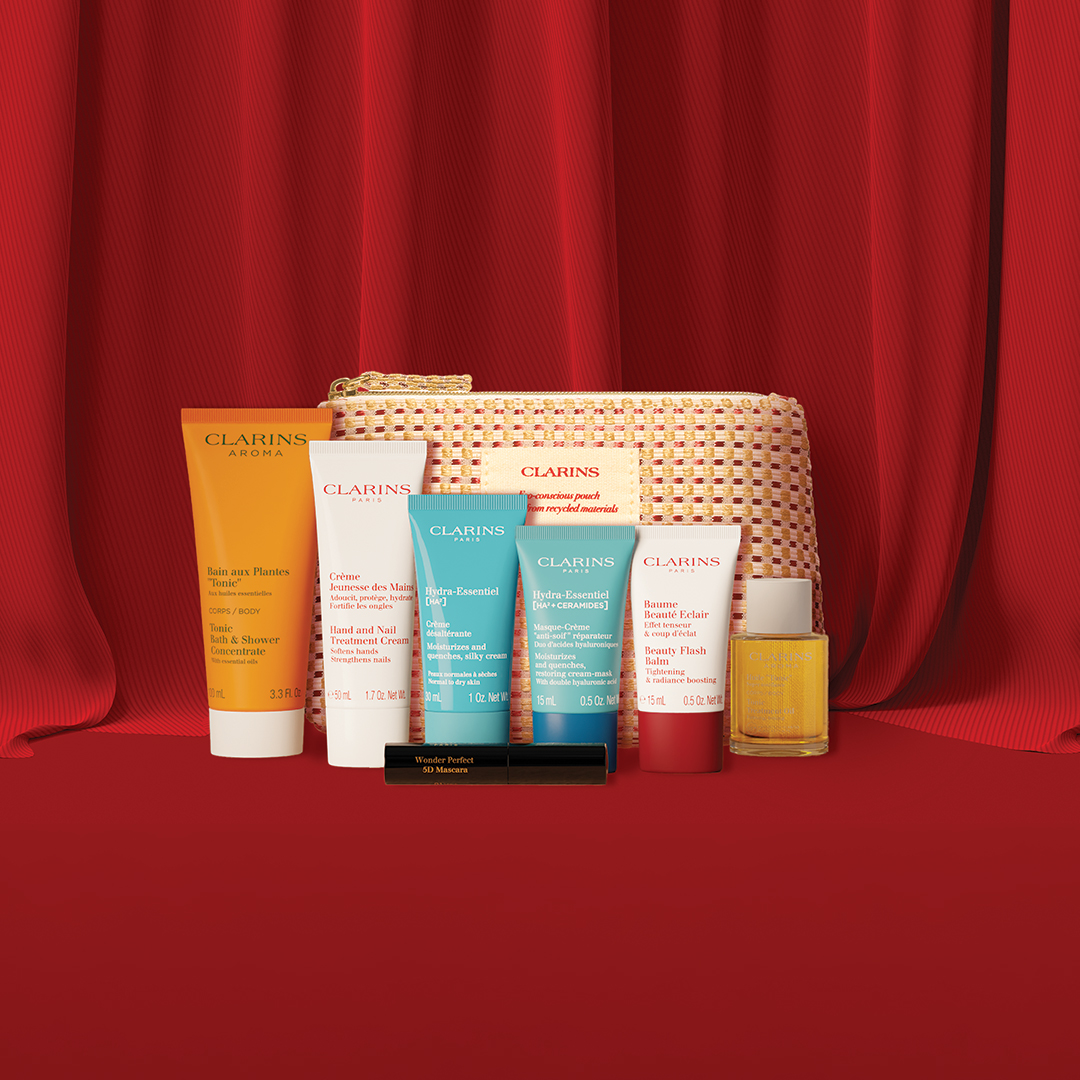 Receive a Complimentary Iconic Gift, Worth &euro;77, When You Purchase Two Clarins Products, One to be Moisturiser or Serum.*