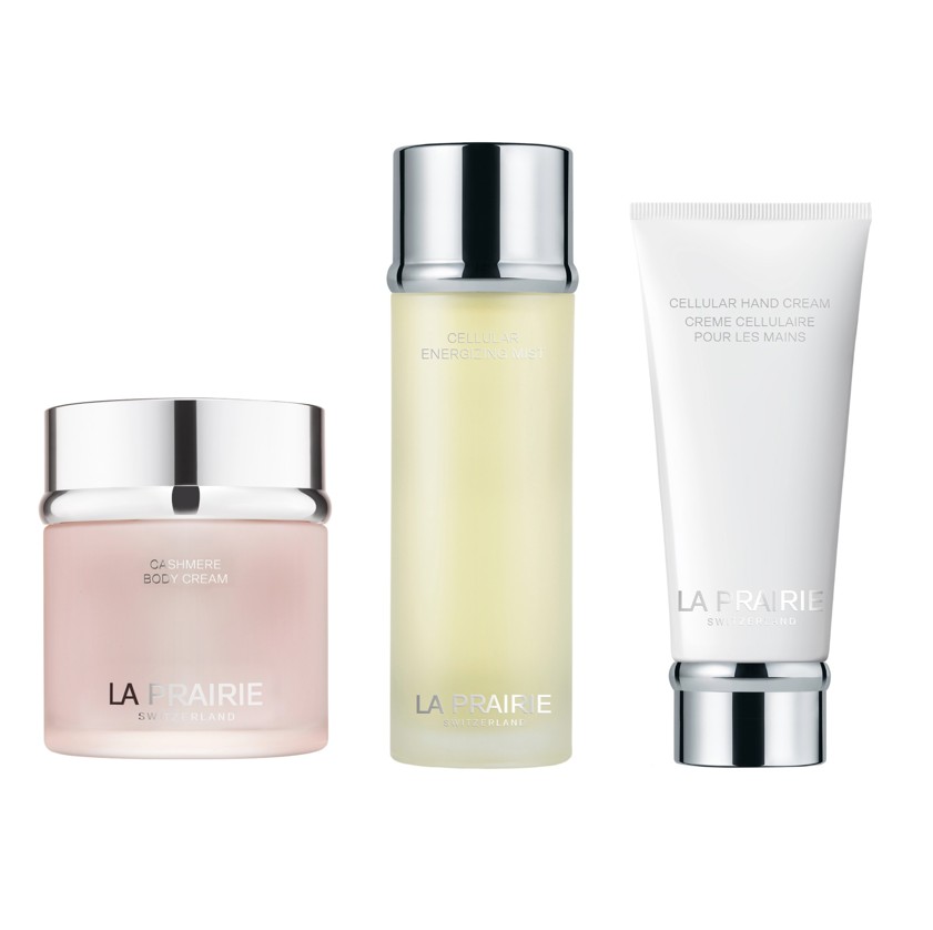 Purchase La Prairie's Cashmere Body Cream 200ml, Cellular Energizing Body Spray 100ml and Cellular Hand Cream 100ml and Receive 10% Off*