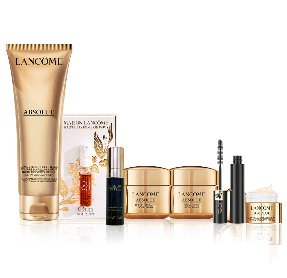 Receive a free gift (worth €326) when you purchase three Lancôme products, one to be skincare.
