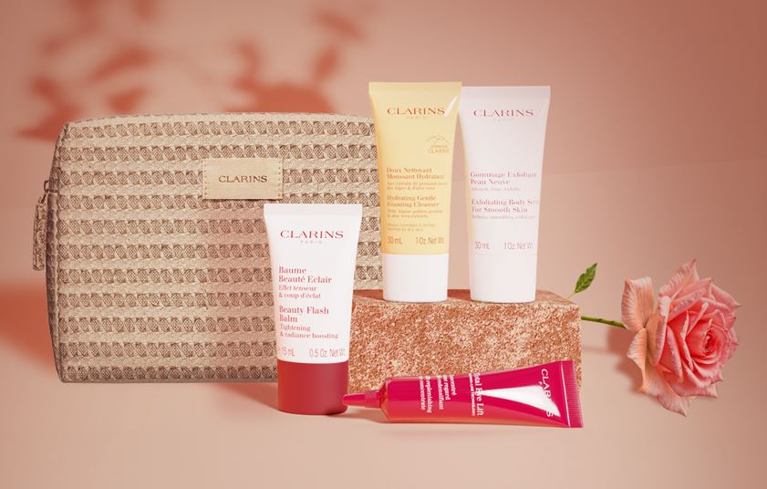 Receive a Complimentary 4-Piece Gift, When You Purchase 2 Clarins Skincare Products, One to Be a Moisturiser or Serum*