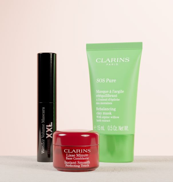 Plus, Receive a Trio of Clarins Must-Haves When You Purchase a Third Product.