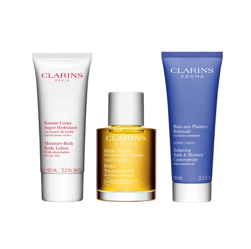 Purchase a 3rd Clarins product and receive a gift of 3 body must-haves to help cleanse and moisturise your skin